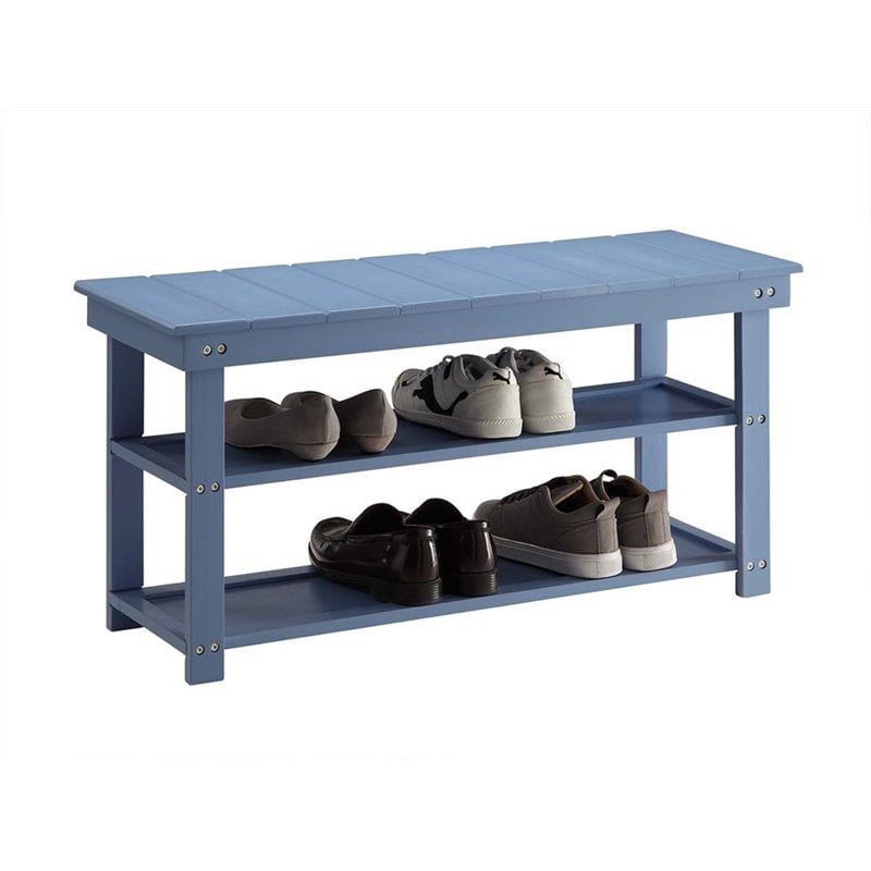 Convenience Concepts Oxford Utility Mudroom Entryway Bench in Blue Wood Finish