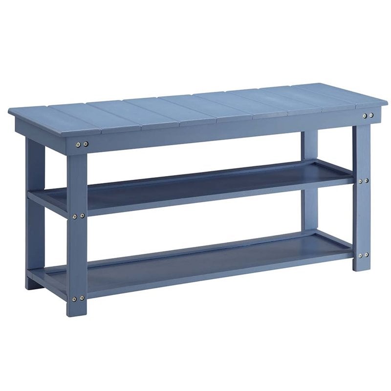 Convenience Concepts Oxford Utility Mudroom Entryway Bench in Blue Wood Finish