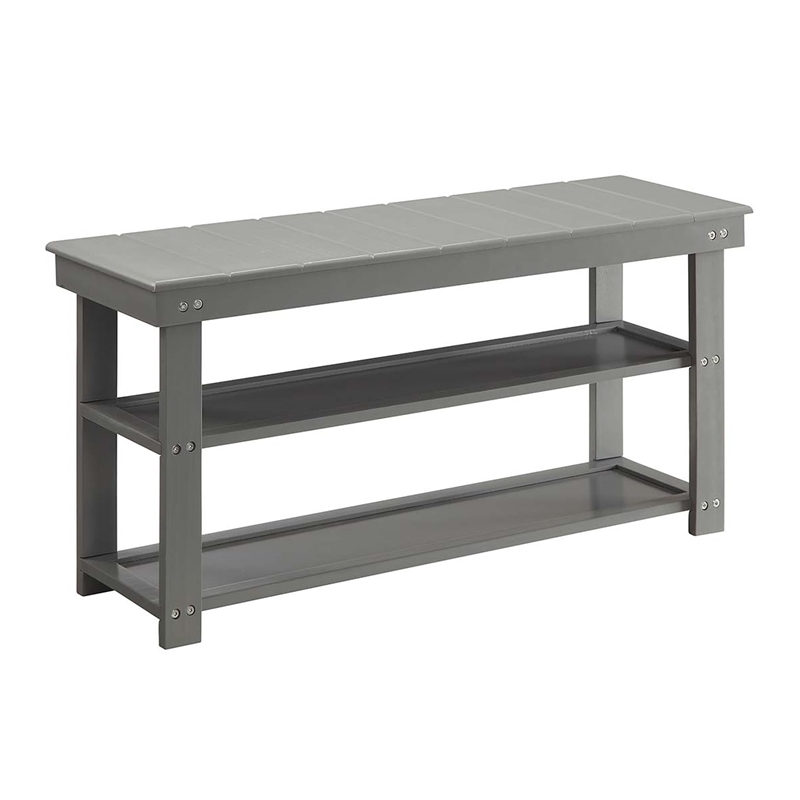 Convenience Concepts Oxford Utility Mudroom Entryway Bench in Gray Wood Finish