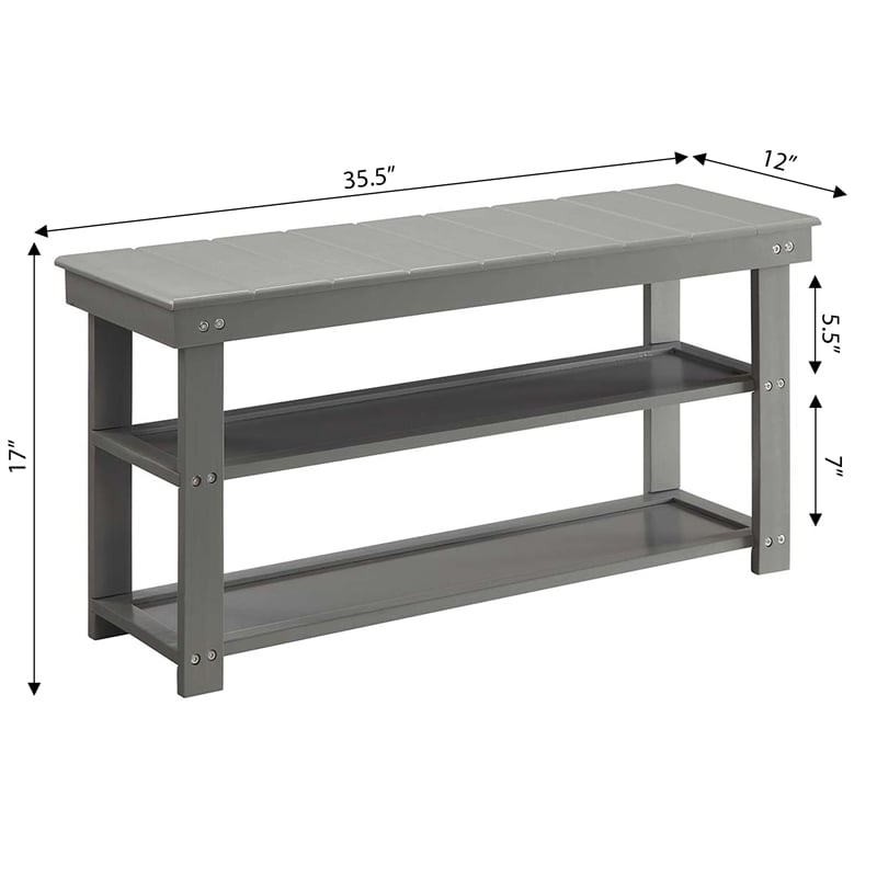 Convenience Concepts Oxford Utility Mudroom Entryway Bench in Gray Wood Finish