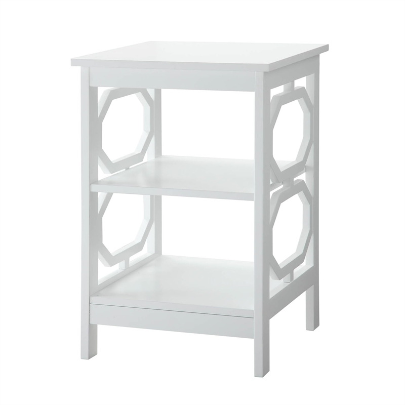 Convenience Concepts Omega Square End Table in White Wood Finish