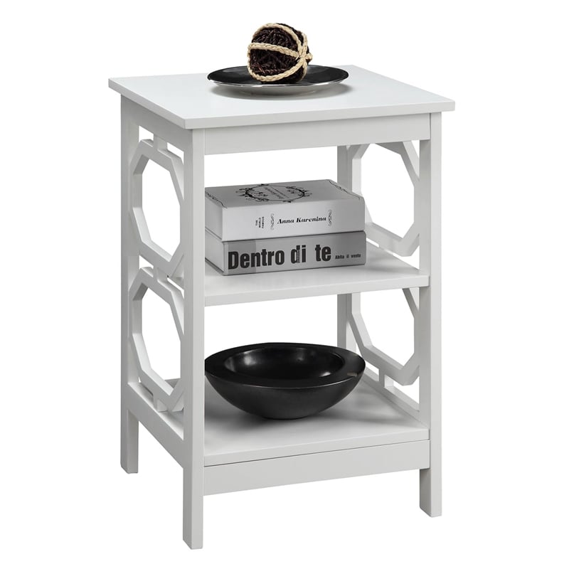 Convenience Concepts Omega Square End Table in White Wood Finish