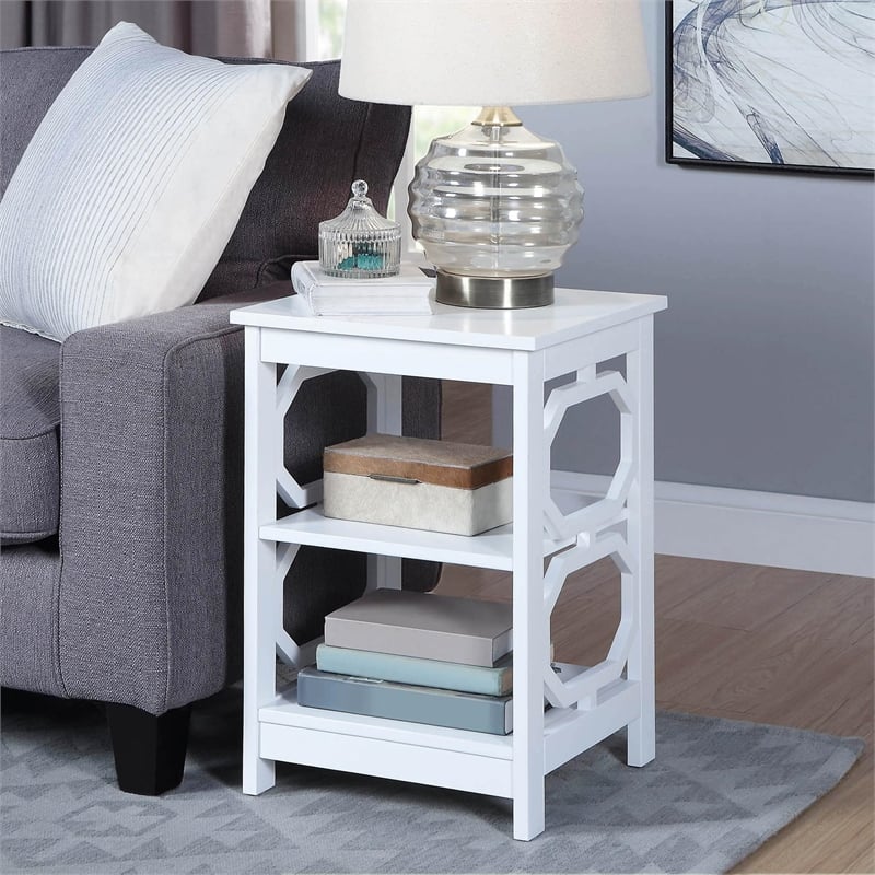 Convenience Concepts Omega Square End Table in White Wood Finish