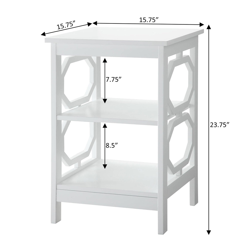 Convenience Concepts Omega Square End Table in White Wood Finish