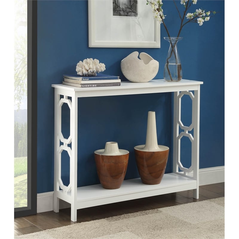 Convenience Concepts Omega Console Table in White Wood Finish