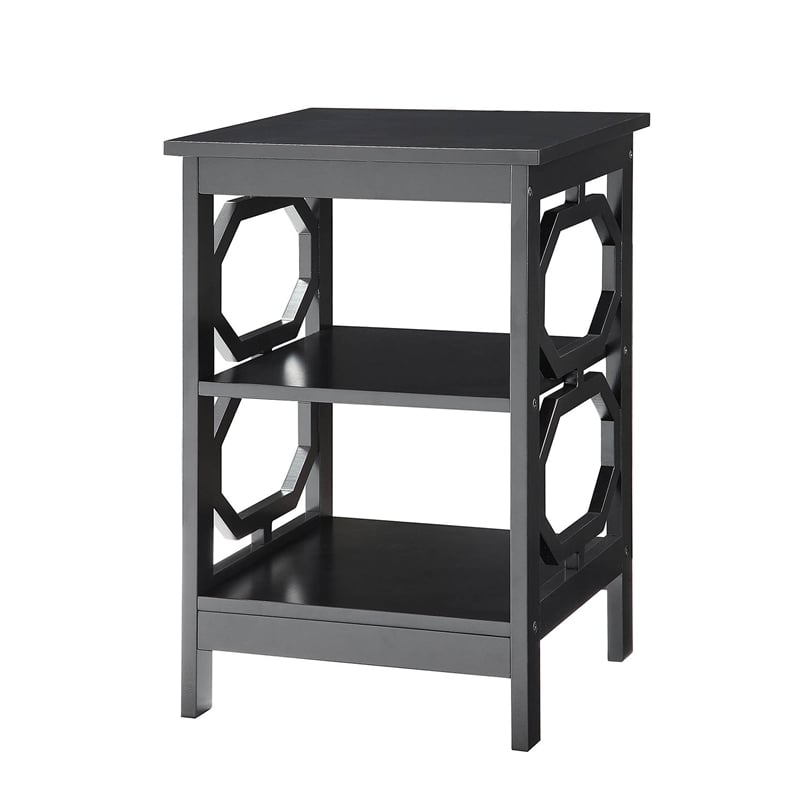 Convenience Concepts Omega Square End Table in Black Wood Finish