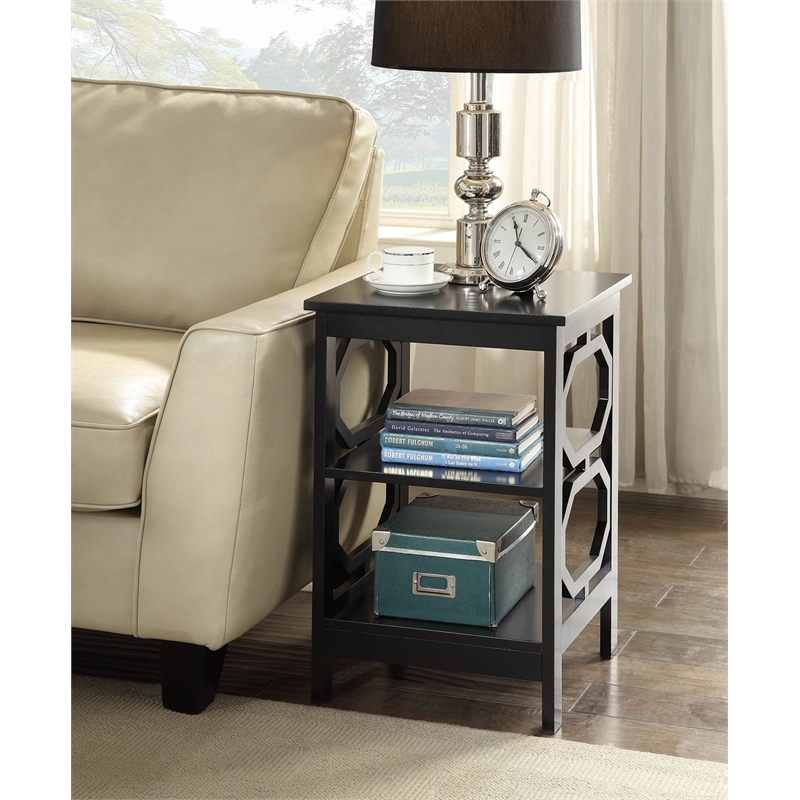 Convenience Concepts Omega Square End Table in Black Wood Finish