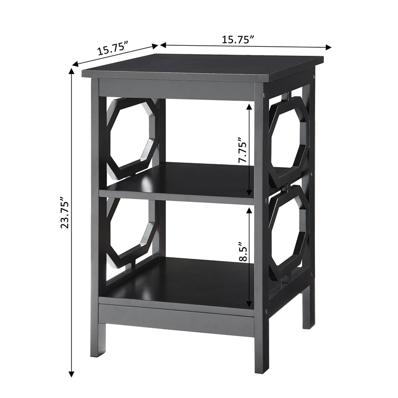 Convenience Concepts Omega Square End Table in Black Wood Finish