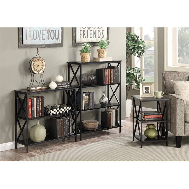 Convenience Concepts Tucson End Table in Black Wood Finish and Metal Frame