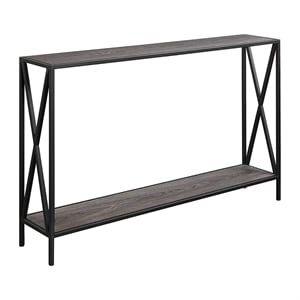Convenience Concepts Tucson Console Table in Gray Wood Finish With Black Metal