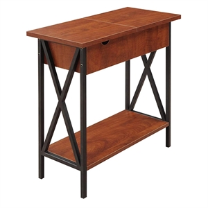 Tucson Electric Flip Top Table in Cherry Wood and Black Metal Frame