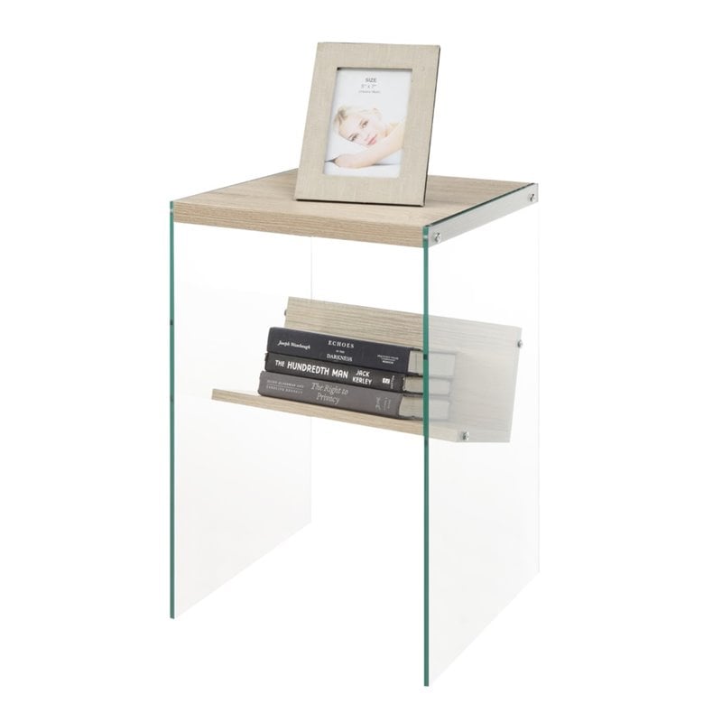 Convenience Concepts Soho End Table in Weathered White Wood Finish