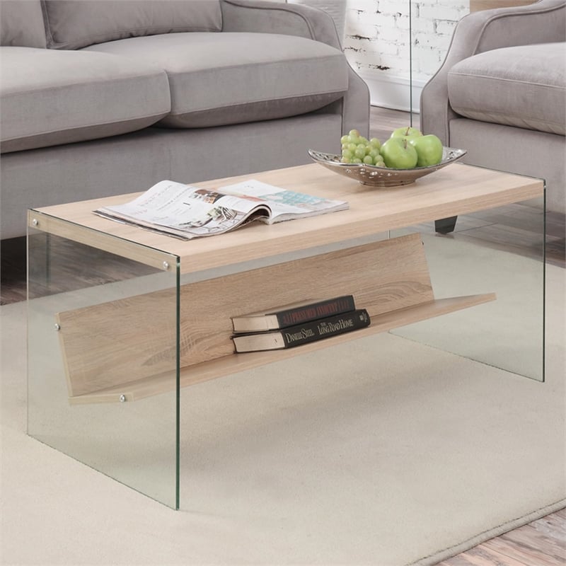 Convenience Concepts Soho Coffee Table in Weathered White Wood Finish