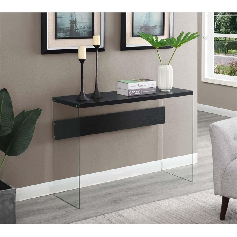 Convenience Concepts Soho Console Table in Weathered White Wood Finish