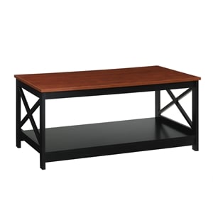 Oxford Coffee Table with Shelf in Cherry and Black Wood Finish