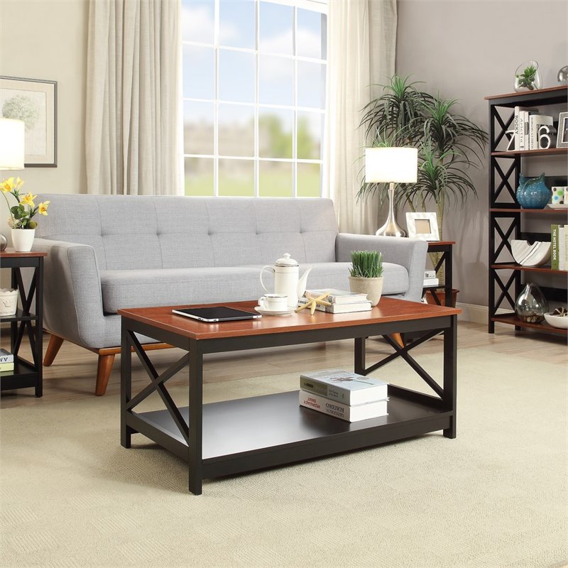 Oxford Coffee Table With Shelf In, Convenience Concepts Oxford Coffee Table Black