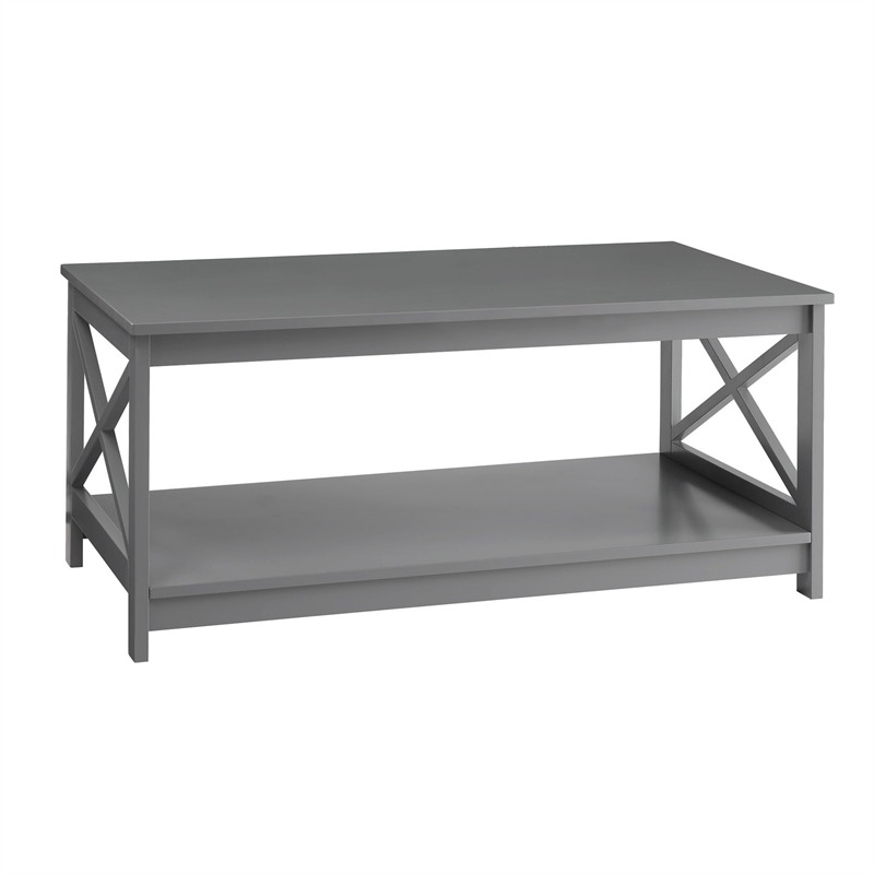 Convenience Concepts Oxford Coffee Table with Shelf in Gray Wood Finish