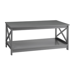 Convenience Concepts Oxford Coffee Table with Shelf in Gray Wood Finish
