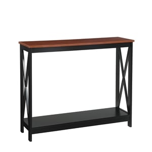 Convenience Concepts Oxford Console Table in Cherry and Black Wood Finish