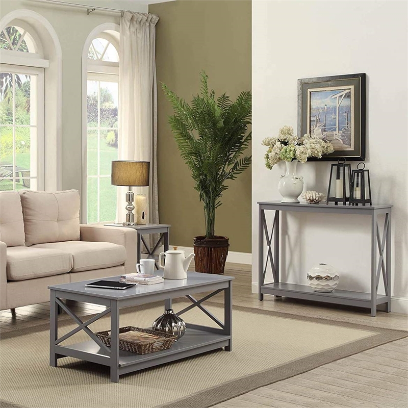 Convenience Concepts Oxford Console Table in Gray Wood Finish
