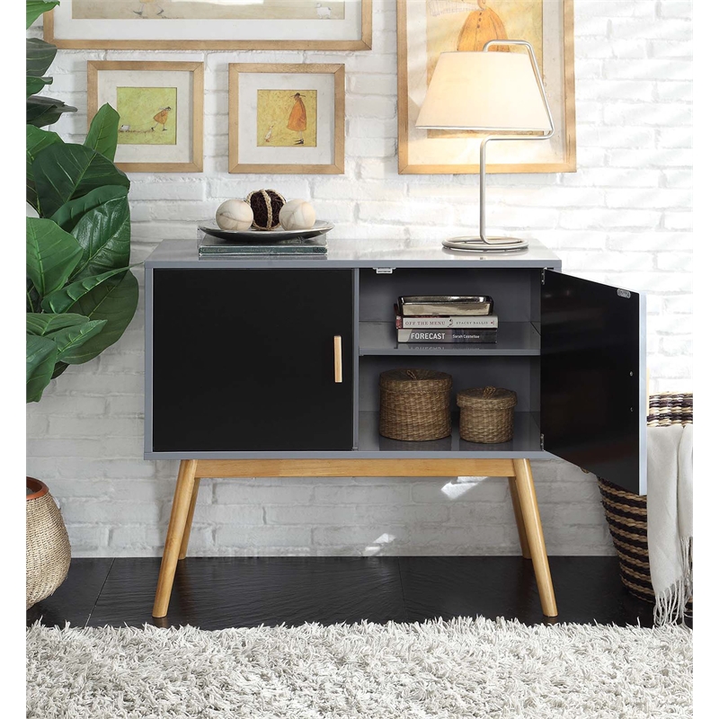 Convenience Concepts Oslo Storage Console Table in Gray and Black Wood Finish