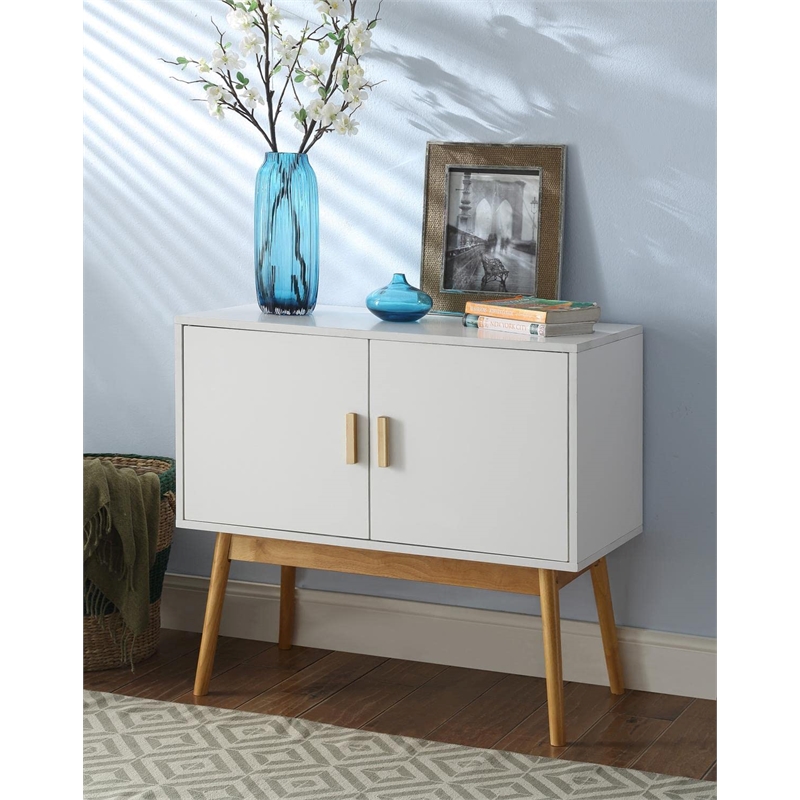 Convenience Concepts Oslo Storage Console Table in White Wood Finish