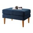 Convenience Concepts Designs4Comfort Marlow Ottoman in Blue Fabric and Wood Legs