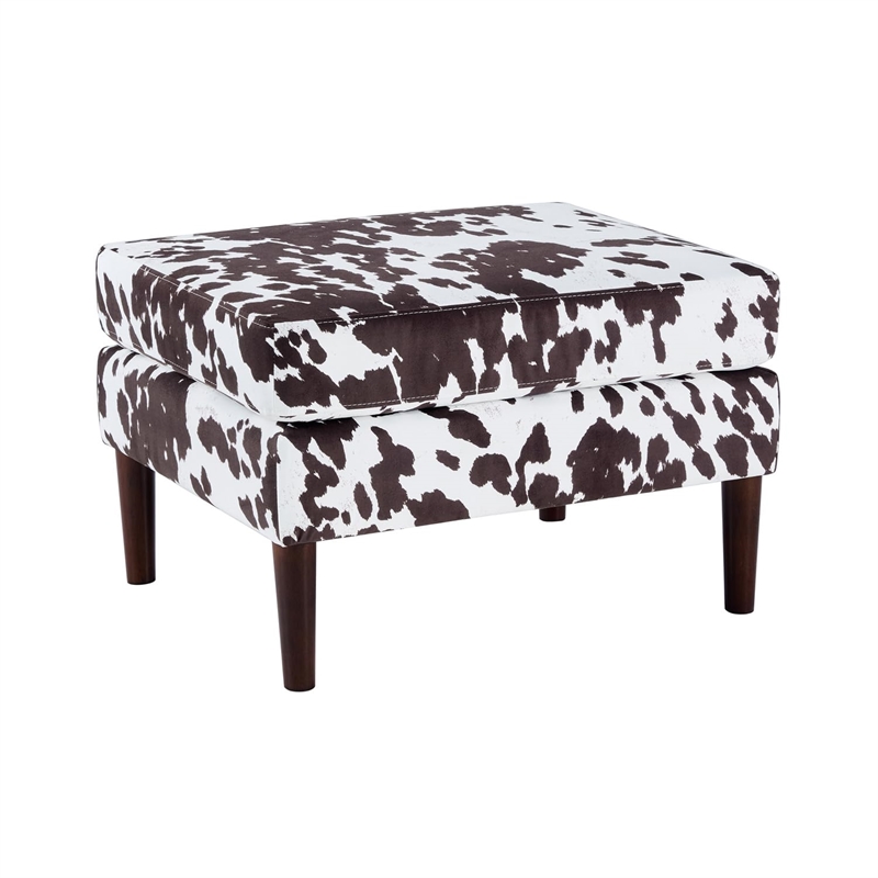 Convenience Concepts Designs4Comfort Marlow Ottoman in Blue Fabric and Wood Legs