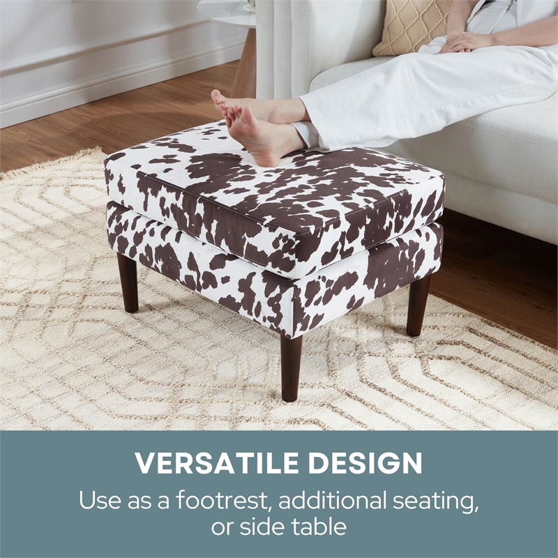 Convenience Concepts Designs4Comfort Marlow Ottoman in Blue Fabric and Wood Legs