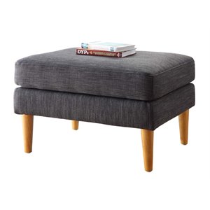 convenience concepts designs4comfort ottoman in gray fabric with solid wood legs