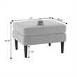 Convenience Concepts Designs4Comfort Ottoman in Gray Fabric With Solid Wood Legs