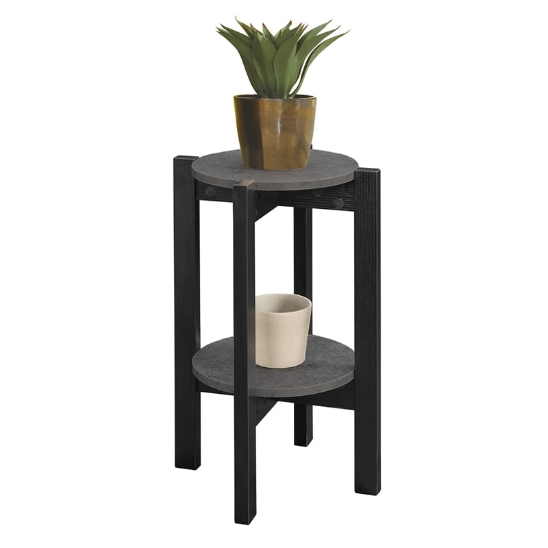 Convenience Concepts Newport Medium Plant Stand in Black Wood Finish