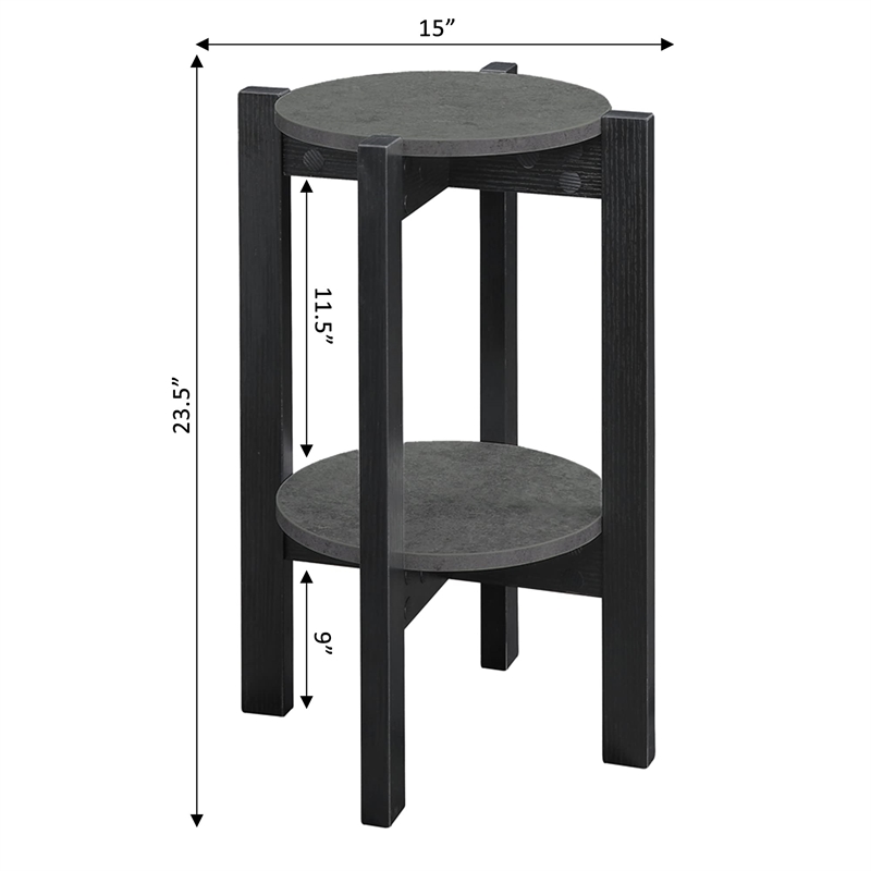 Convenience Concepts Newport Medium Plant Stand in Black Wood Finish
