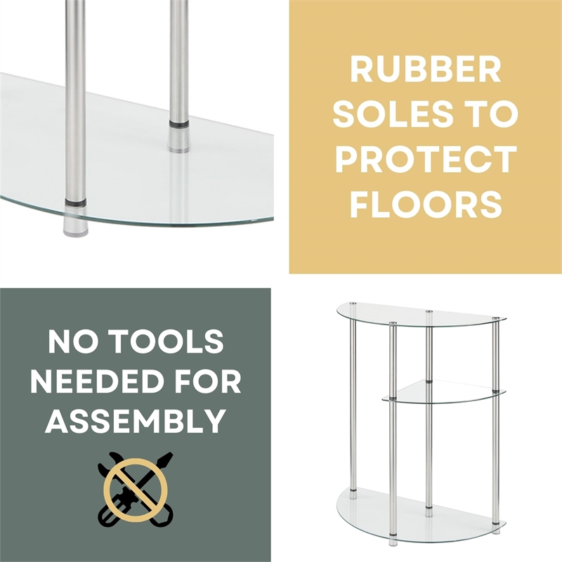 Convenience Concepts Designs2Go Three-Tier Clear Glass Display Accent Table