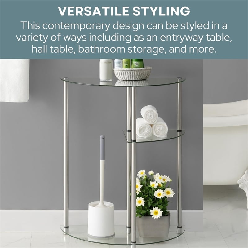 Convenience Concepts Designs2Go Three-Tier Clear Glass Display Accent Table