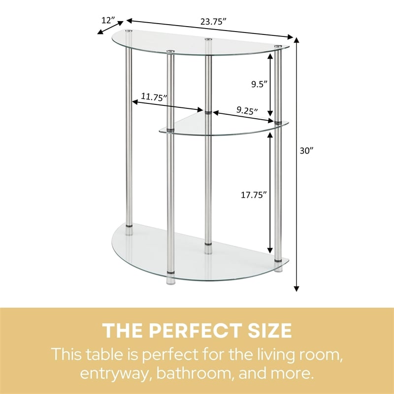 Convenience Concepts Designs2Go Three-Tier Clear Glass Display Accent Table