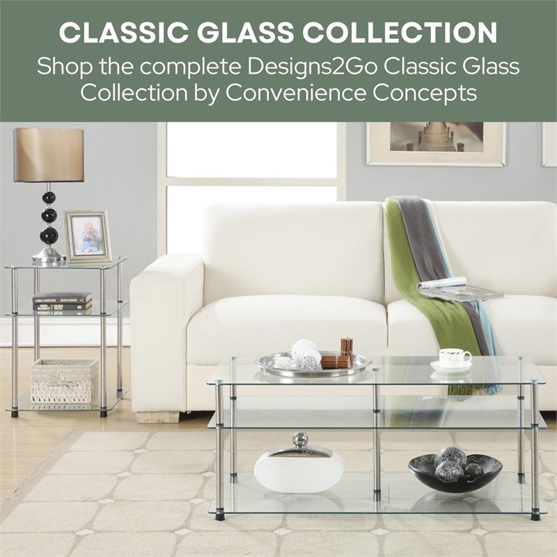 Convenience Concepts Designs2Go Three-Tier  Clear Glass Accent Table