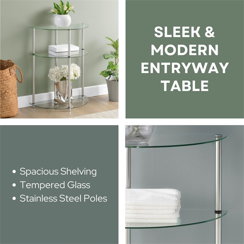 Convenience Concepts Designs2Go Three-Tier  Clear Glass Accent Table