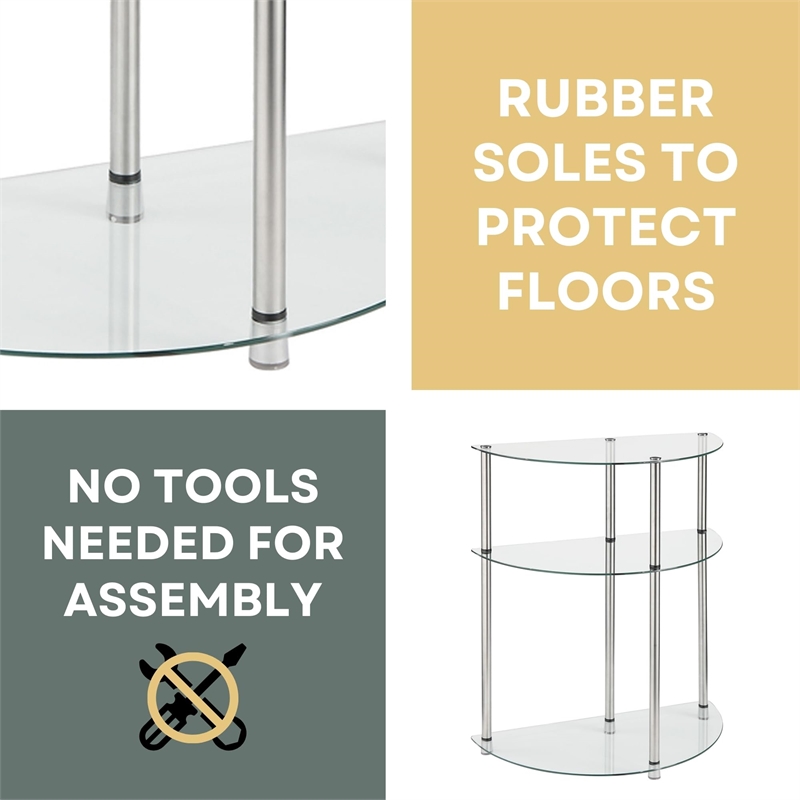 Convenience Concepts Designs2Go Three-Tier  Clear Glass Accent Table