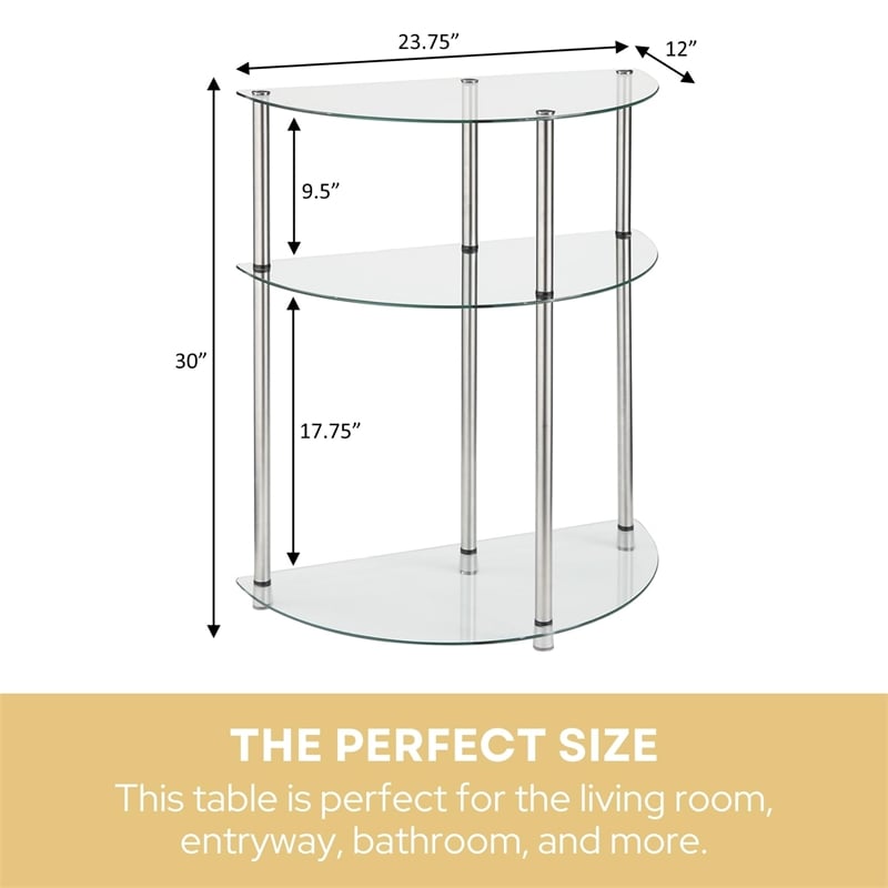 Convenience Concepts Designs2Go Three-Tier  Clear Glass Accent Table