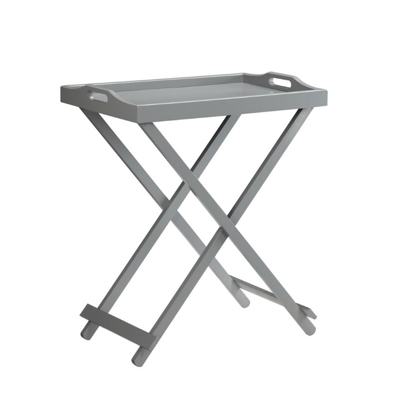 Convenience Concepts Designs2Go Folding Tray Table in Gray Wood Finish
