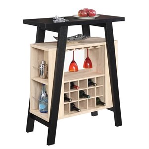 Convenience Concepts Newport Bar Console in Black and Weathered White Wood