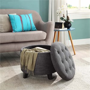 convenience concepts designs4comfort round ottoman in gray fabric