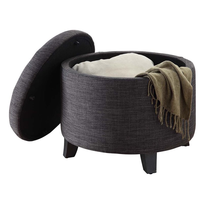 Convenience Concepts Designs4Comfort Round Ottoman in Gray Fabric