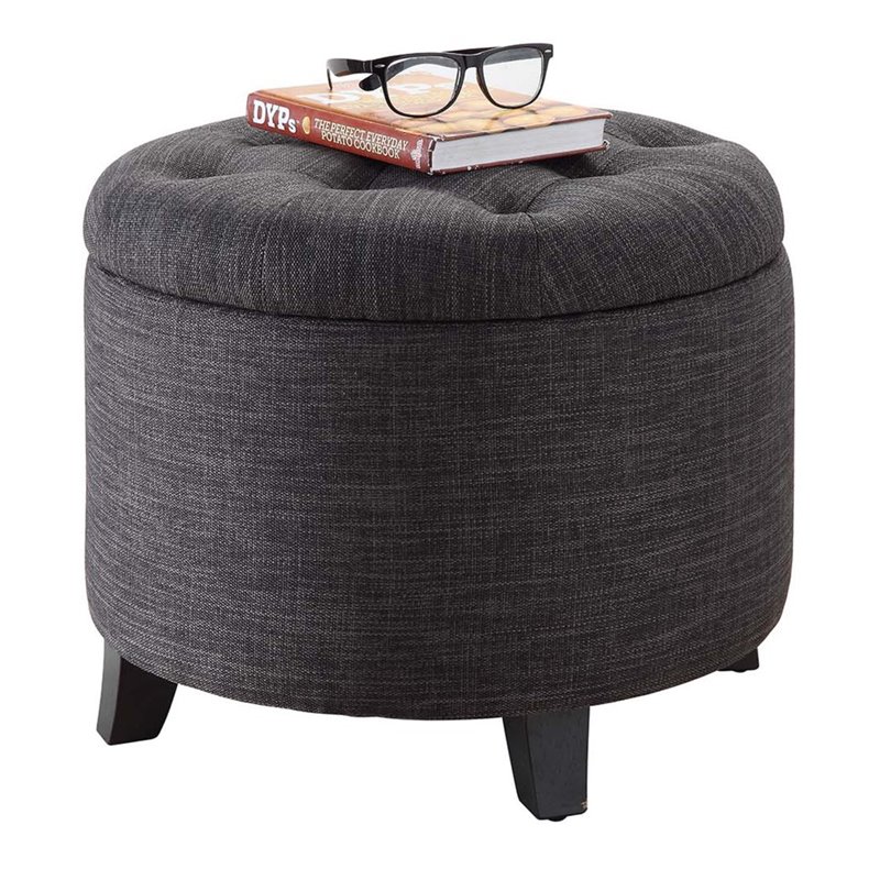 Convenience Concepts Designs4Comfort Round Ottoman in Gray Fabric