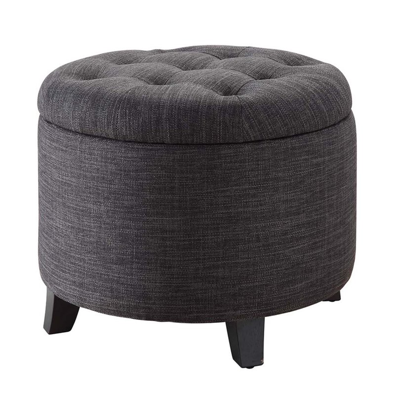 Convenience Concepts Designs4Comfort Round Ottoman in Gray Fabric