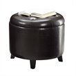 Convenience Concepts Designs4Comfort Round Ottoman in Espresso Faux Leather
