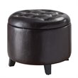 Convenience Concepts Designs4Comfort Round Ottoman in Espresso Faux Leather