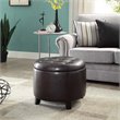 Convenience Concepts Designs4Comfort Round Ottoman in Espresso Faux Leather