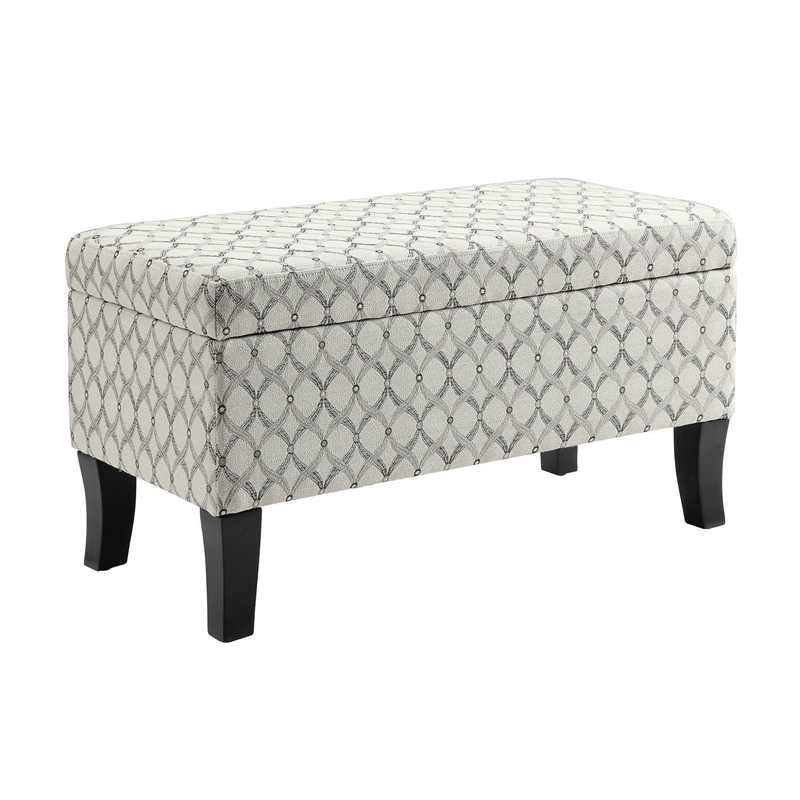 Designs4Comfort Winslow Storage Ottoman in Gray Ribbon Fabric With Solid Wood